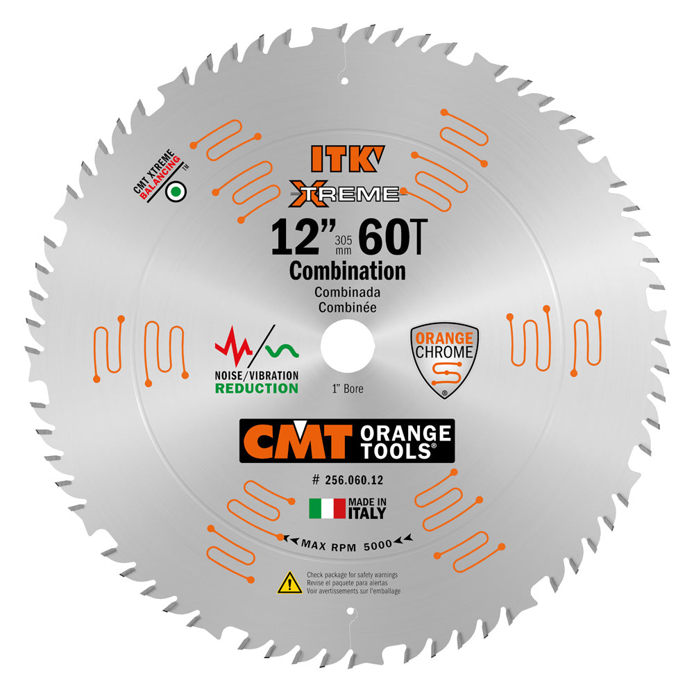 CMT 256.060.12 ITK Combination Saw Blade 12" x T60 x 1" ATB+FLAT