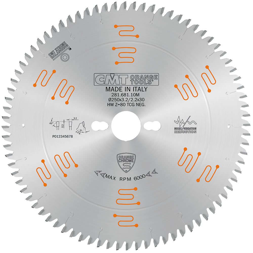 CMT 281.681.10M Double Sided Laminate & Melamine Saw Blade 250x30mm T80 TCG