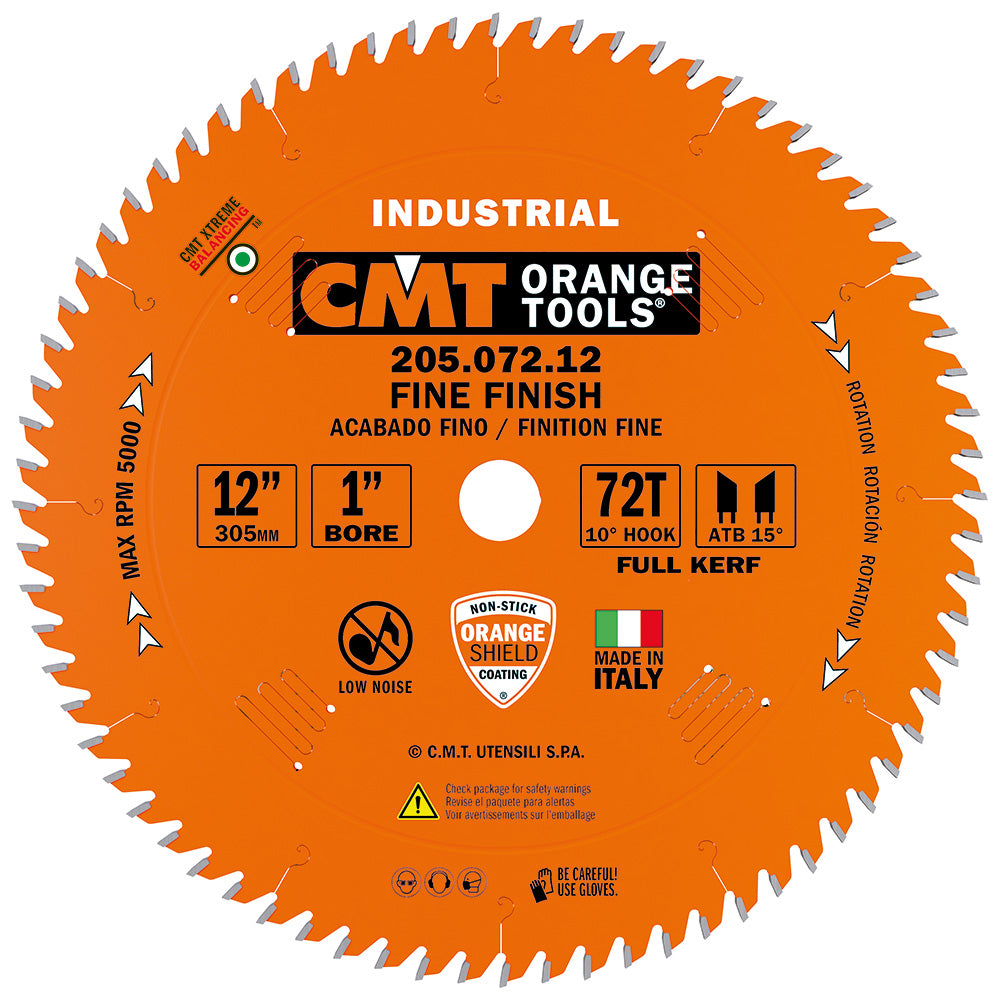 CMT 205.072.12 Fine Finish ATB Saw Blade 12" x 72 Teeth 1" Bore ATB