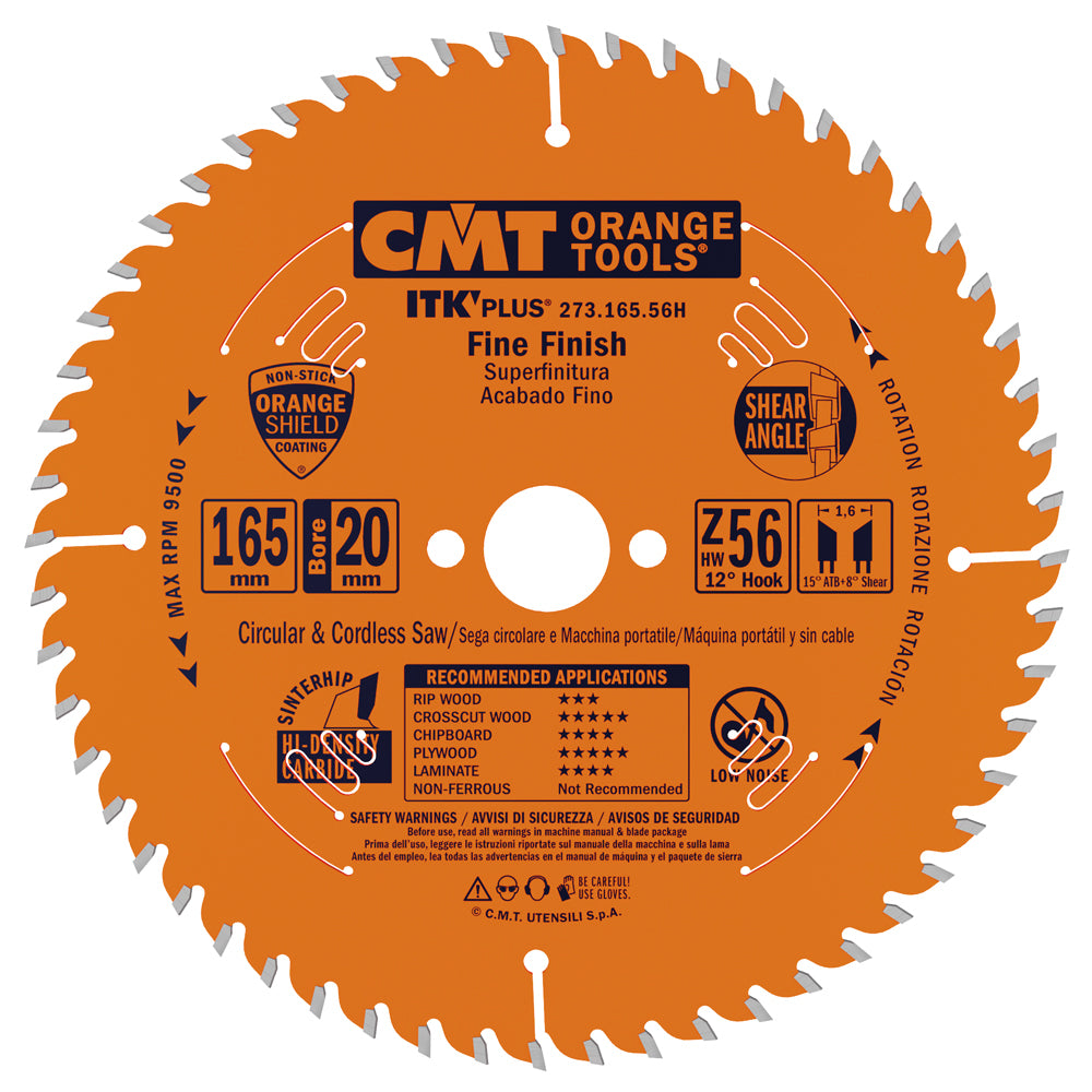 CMT 273.165.56H ITK Plus Ultra Finish Saw Blade 165x20mm T56
