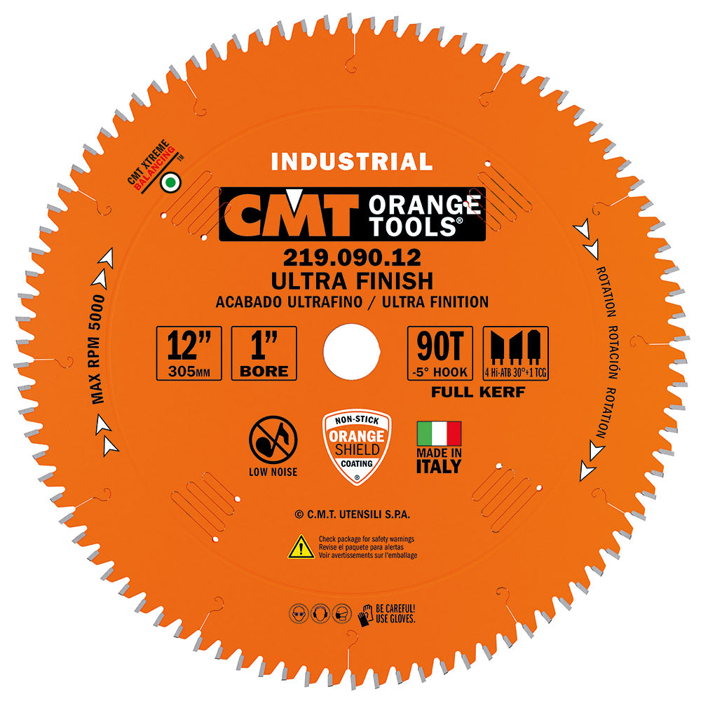CMT 219.090.12 Ultra Finish Sliding Compound Saw Blade 12" x 1" T90