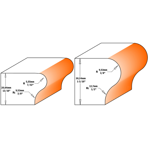CMT 855.804.11 Window Sill Bit with 3/8 to 7/32-Inch Radius, 1/2-Inch Shank