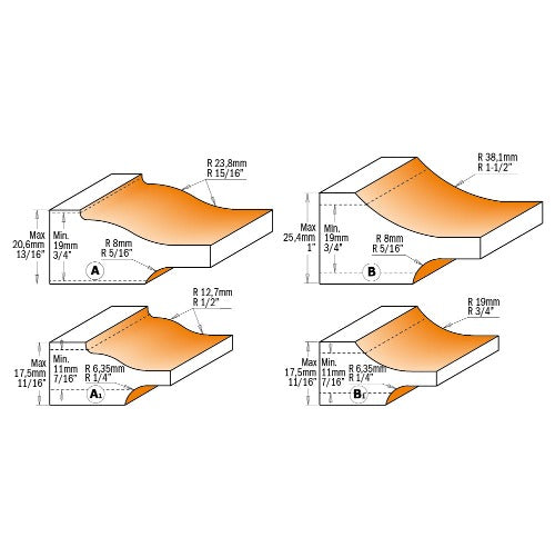 CMT 890.534.11 Raised Panel Bit with Backcutter, 2-1/2-Inch Diameter, 1/2-Inch Shank