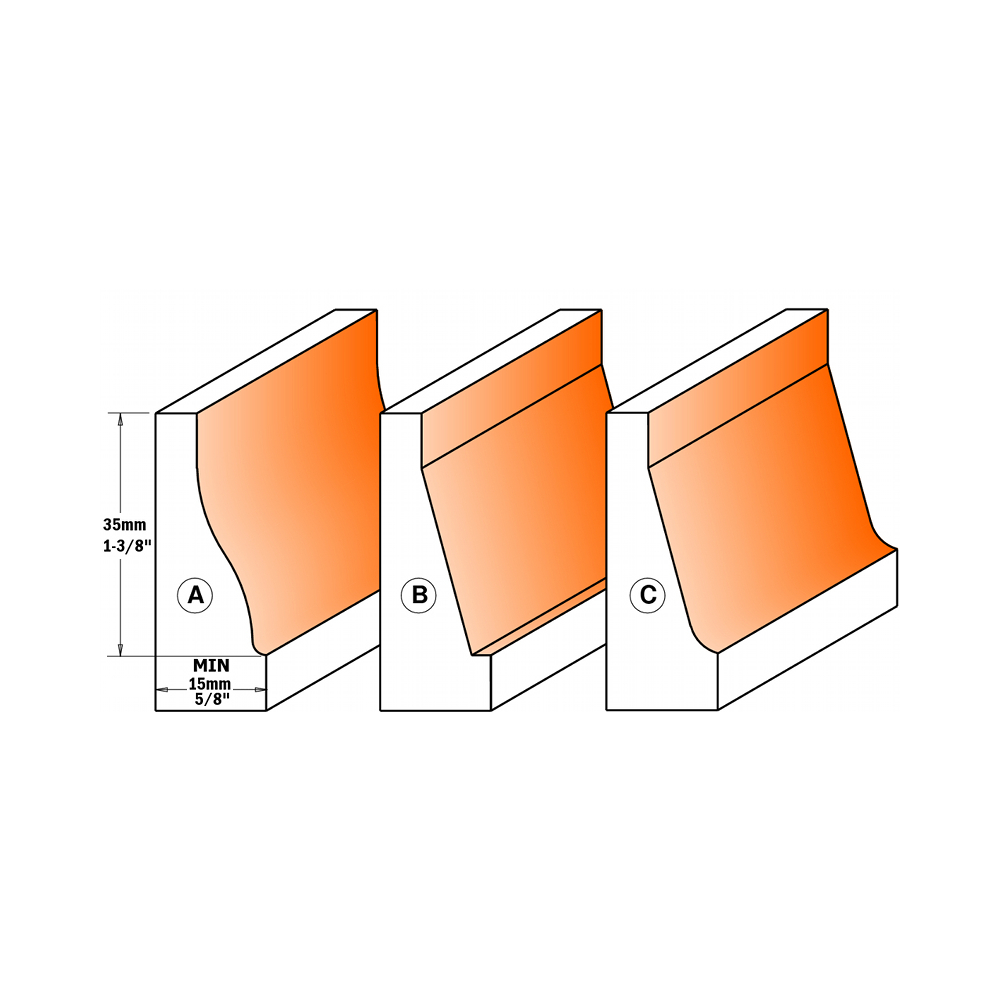 CMT 890.601.11 Vertical Raised Panel Bit, 1-1/2-Inch Diameter, 1/2-Inch Shank