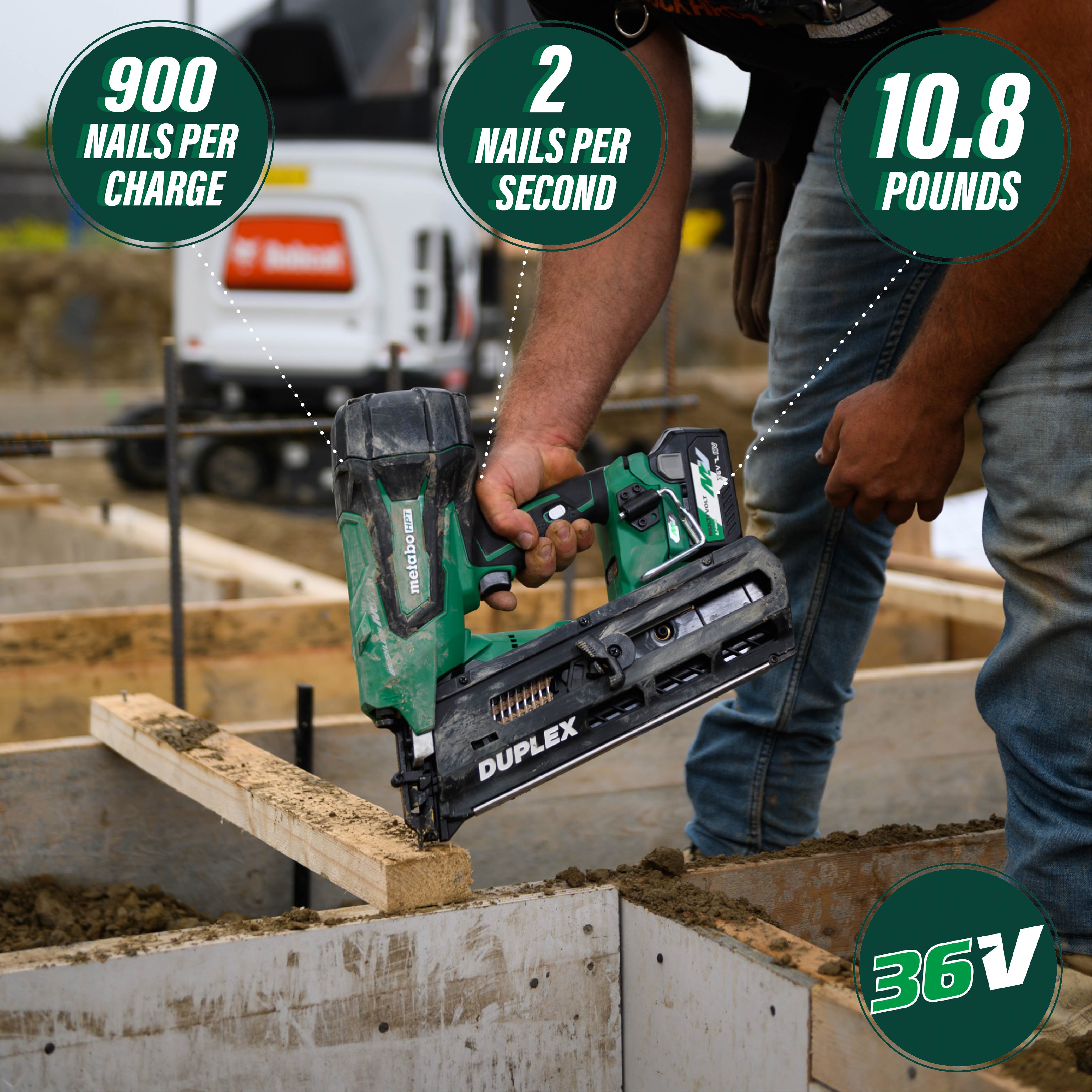 Metabo 36V 3-1/2" MultiVolt Cordless Duplex Nailer NR3675DD