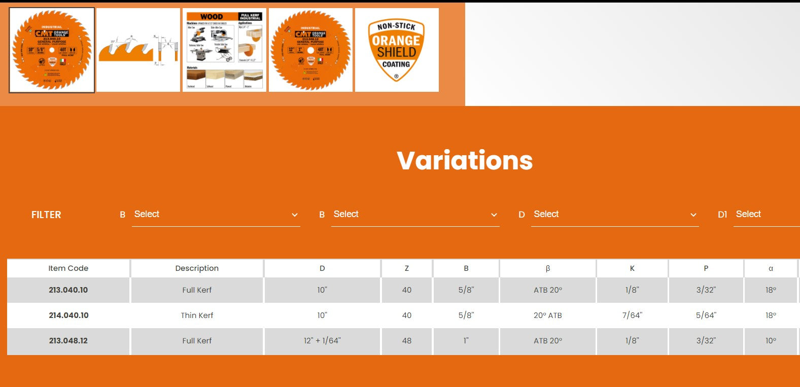 CMT 213.048.12 General Blade 12 x 48 1 inch Bore