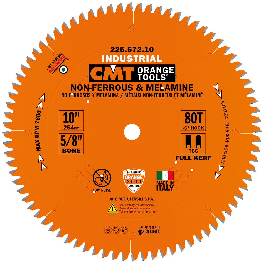 CMT 225.672.10 Non-Ferrous Metal and Melamine Saw Blade 10" x 5/8" T80 TCG