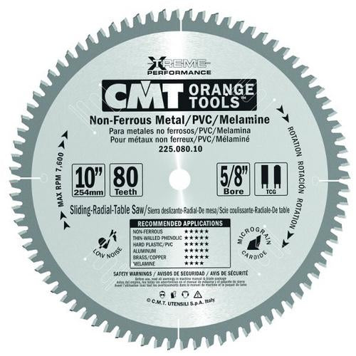 CMT 225.672.10 Non-Ferrous Metal and Melamine Saw Blade 10" x 5/8" T80 TCG