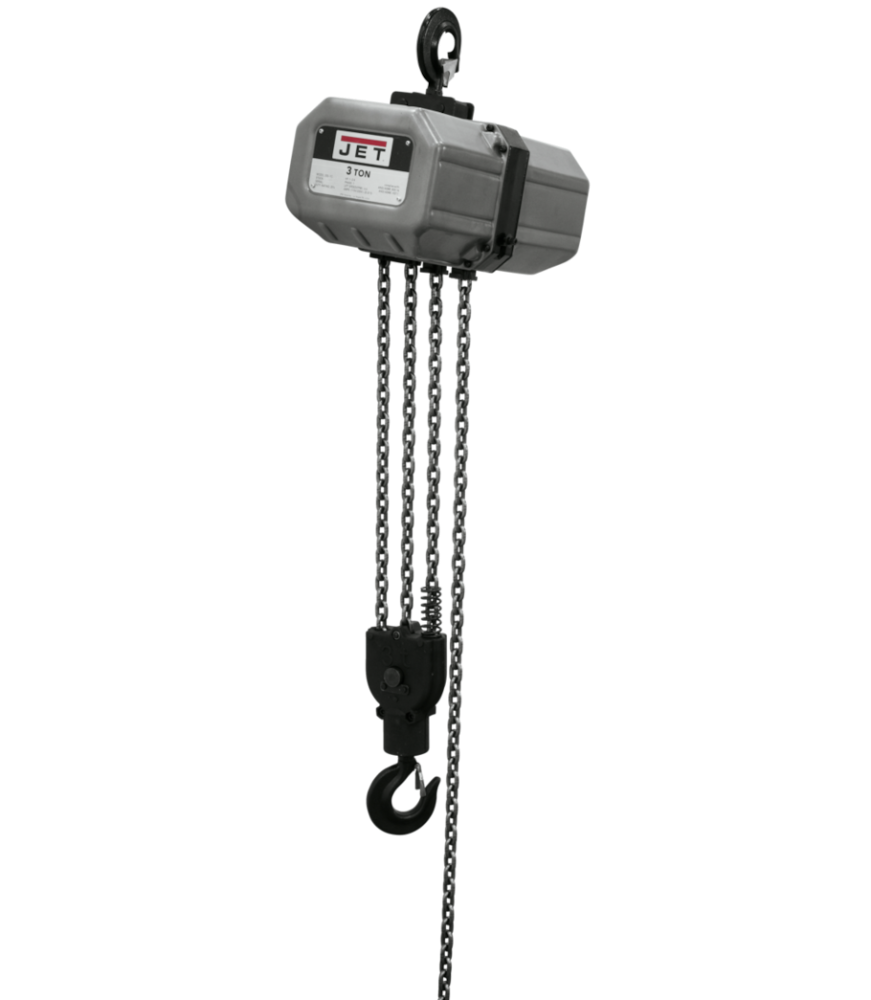 JET 3SS-1C-10, 3-Ton Electric Chain Hoist 1-Phase 10' Lift