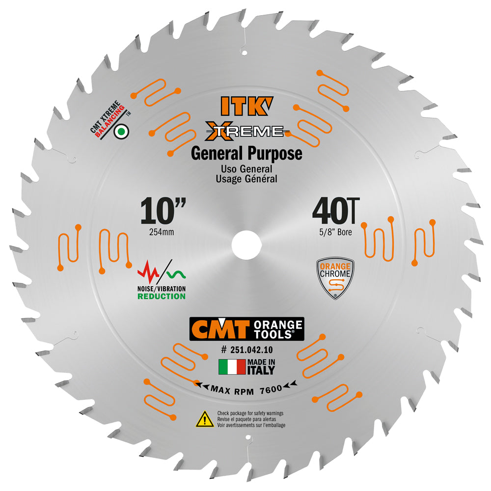 CMT 251.042.10 ITK Fine Finish Saw Blade 10" x 5/8" T40 ATB