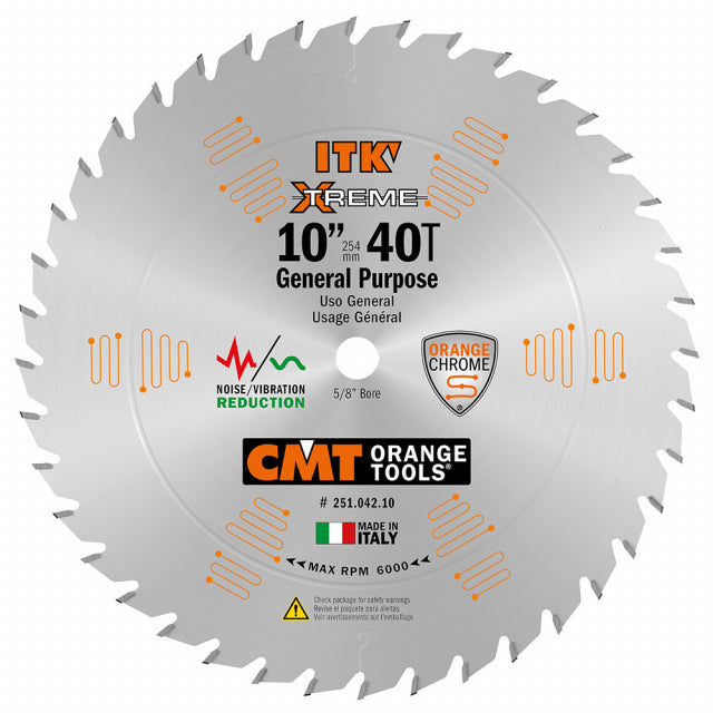 CMT 251.042.10 ITK Fine Finish Saw Blade 10" x 5/8" T40 ATB