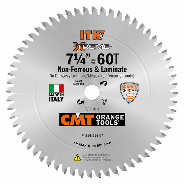 CMT 254.056.07 ITK Non-Ferrous & Laminate Saw Blade 7-1/4" T56 x 5/8" PTFE