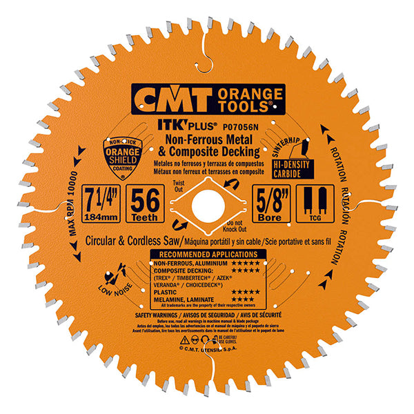 CMT P07056N ITK-Plus Non-Ferrous Metal & Composite Decking Blade 7-1/4" T56 TCG