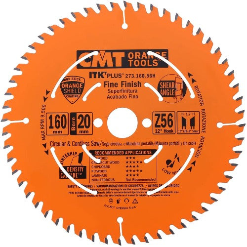 CMT 273.160.56H ITK Plus Ultra Finish Saw Blade 160x20mm T56