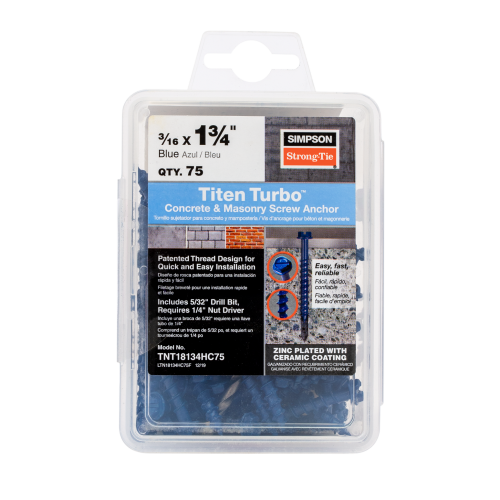 Simpson TNT18134HC75 3/16 x 1-3/4 Hex Titen Turbo Screw Anchor