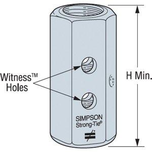 Simpson 1/2" Coupler Nut with Witness Hole CNW1/2