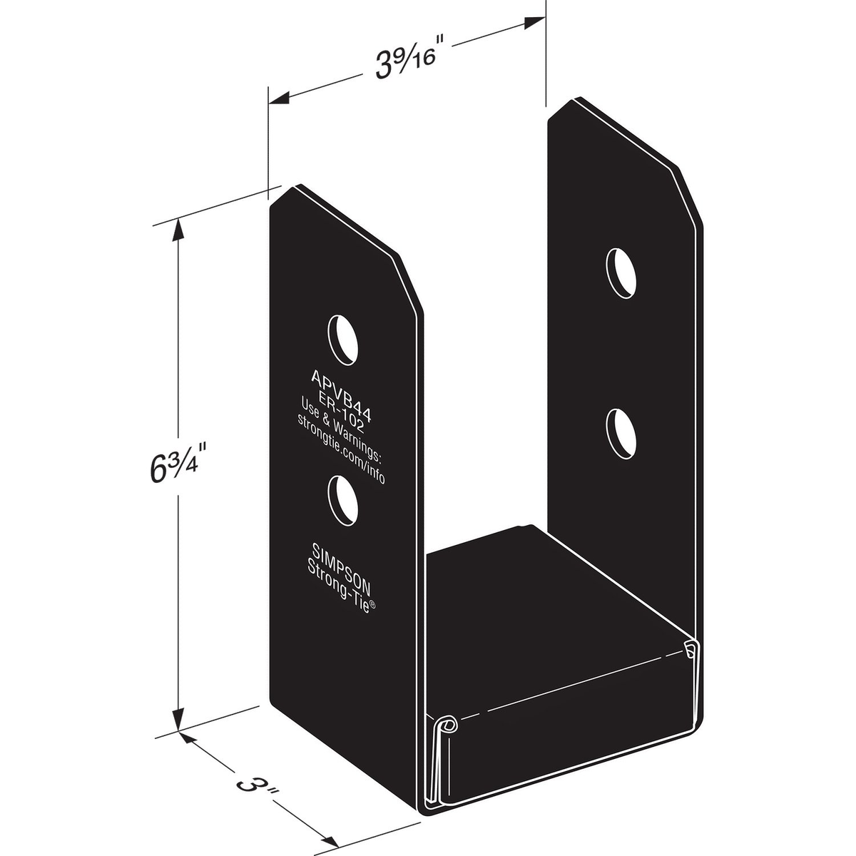 Simpson Strong-Tie APVB44 Avant Ornamental 4x4 Post Base - Black Powder Coat