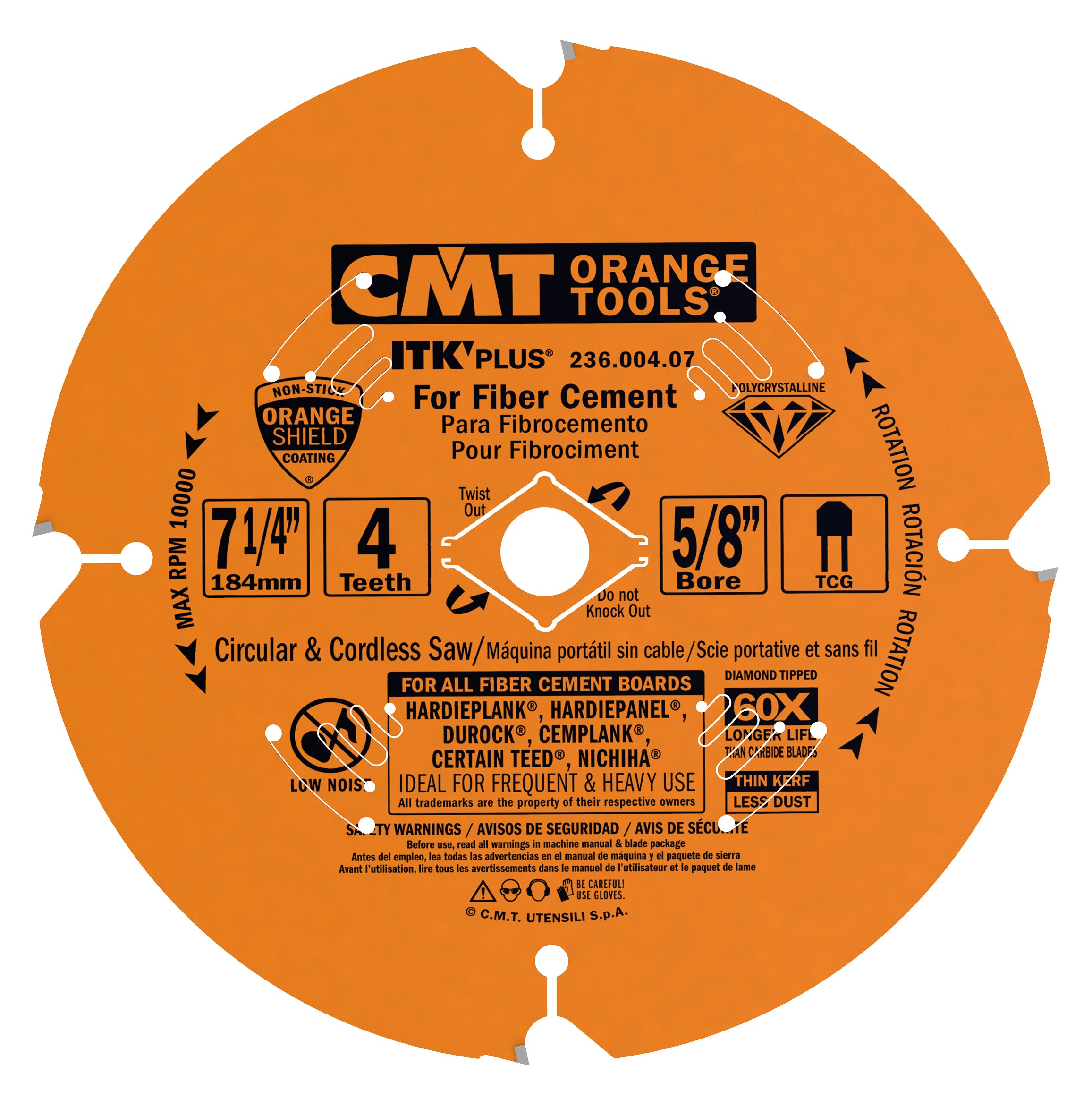 CMT 236.004.06 ITK Plus Diamond Saw Blade for Fiber Cement 6-1/2"x5/8" T4 TCG