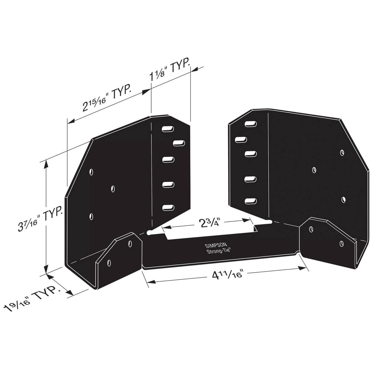 Simpson Strong-Tie APGTF Gazebo Tie, 16 Gauge- Black Powder Coated