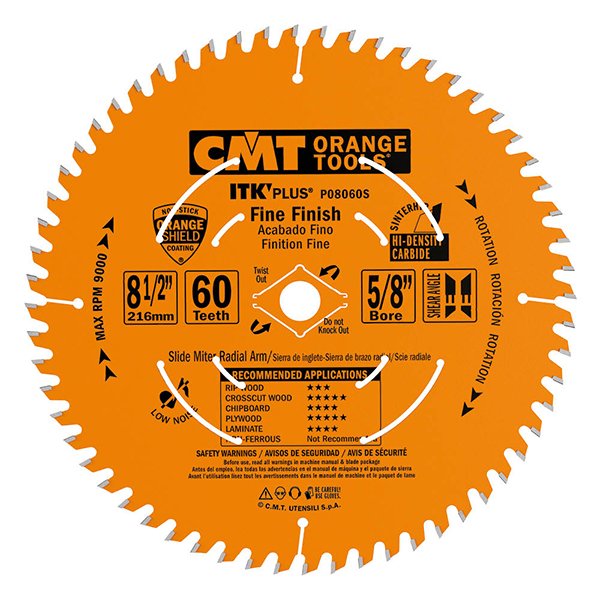 CMT P10060S ITK-Plus Finish Blade Sliding Compound 10" x 5/8" T60 ATB+S