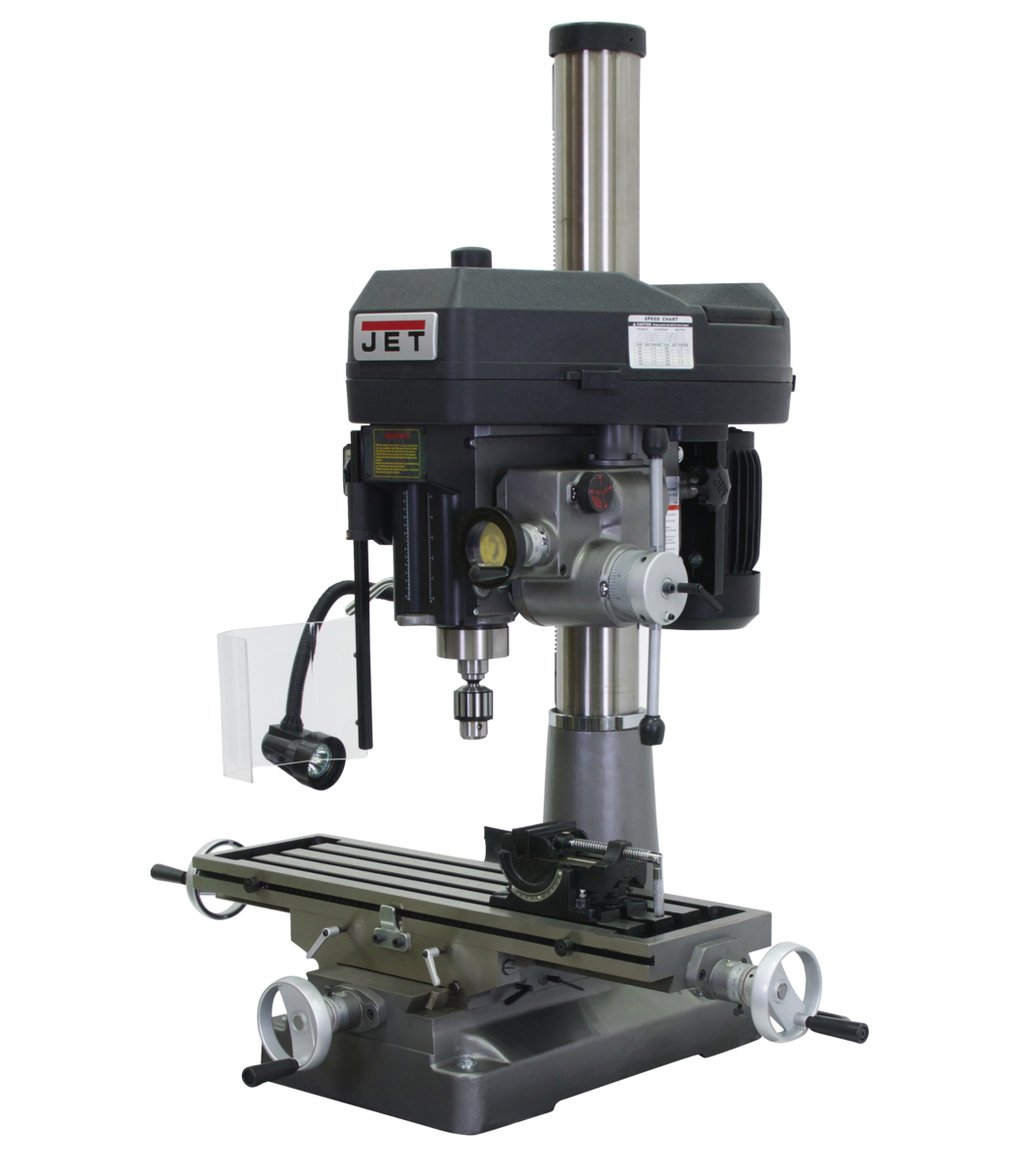 350129, JMD-18PFNA with NEWALL DP700 DRO and Table Powerfeed Installed, Jet, Metalworking, Milling, Mill Drills