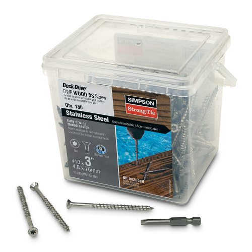 Simpson #10 3" 316 SS Deck-Drive DWP Wood Screw, T25, Flat Head