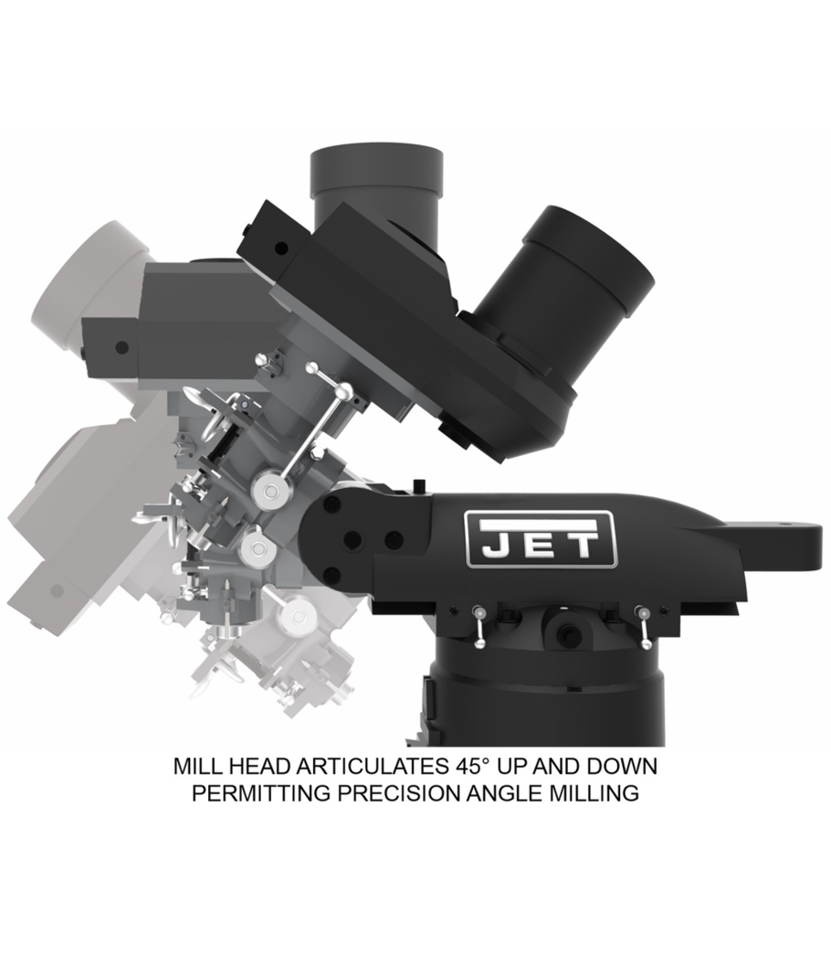 JET Elite ETM-949 Mill with 3-Axis ACU-RITE 203 (Knee) DRO and X-Axis JET Powerfeed and USA Made Air Draw Bar - 894125