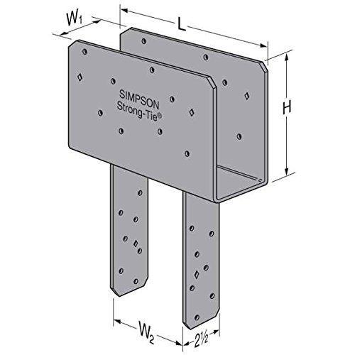 Simpson 7" Beam x 6" Post Column Cap w/SDS Screws, Gray Paint, CCQ7.1-6SDS2.5