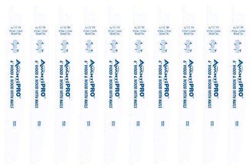 Avanti PS0612AW10 6-Inch 6/12 TPI Bi-Metal Reciprocating Saw Blades for Wood with Nails, 10-Pack