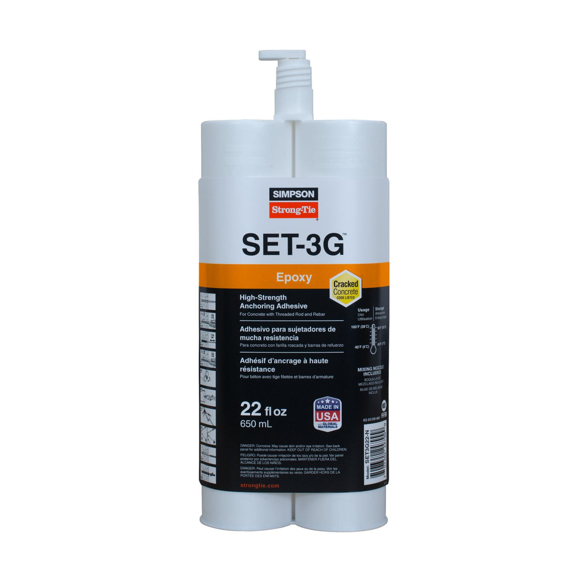 Simpson SET3G22-N (SET-XP22-N) High-Strength Epoxy, 22oz w/Nozzle