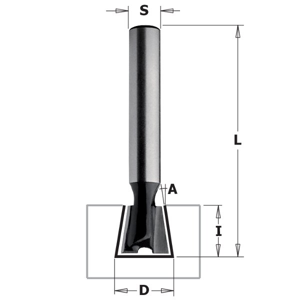 CMT 81809 Contractor Dovetail Bit 3/8" x 3/8" A=9° S=1/4"