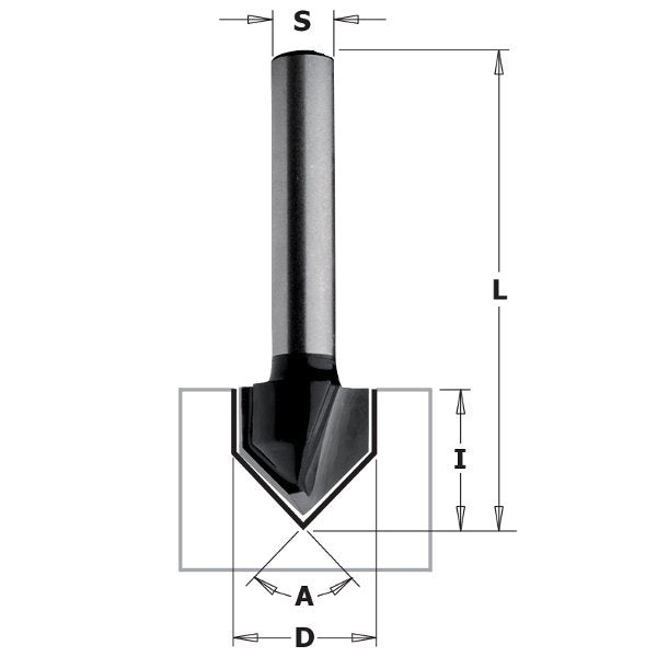 CMT 81503 Contractor V-Grooving Bit 1/2" x 1/2" A=90° S=1/4"