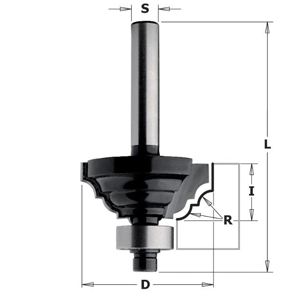 CMT 84103 Contractor Classical Ogee Bit 1-1/8" R=1/8" S=1/4"