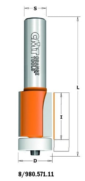 CMT 880.571.11 Solid Surface Flush Trim Bit for Sinks with 3/4" Diameter and 1/2" Shank