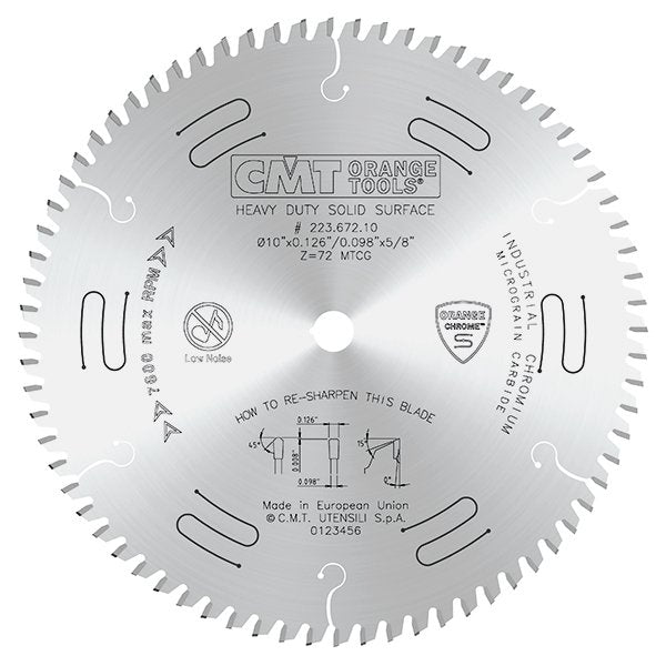 CMT 223.684.12 Heavy Duty Solid Surface Blade 12" x 1" T84 MTCG