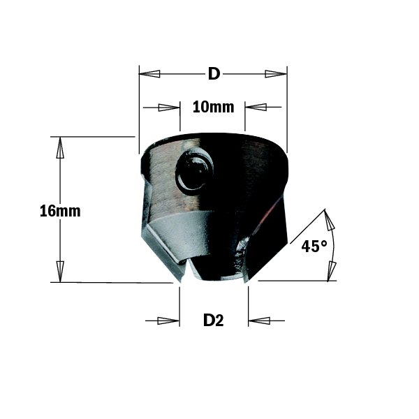 CMT 315.200.11 Countersink for 2 Flute Drills D=13/64"-25/64" RH