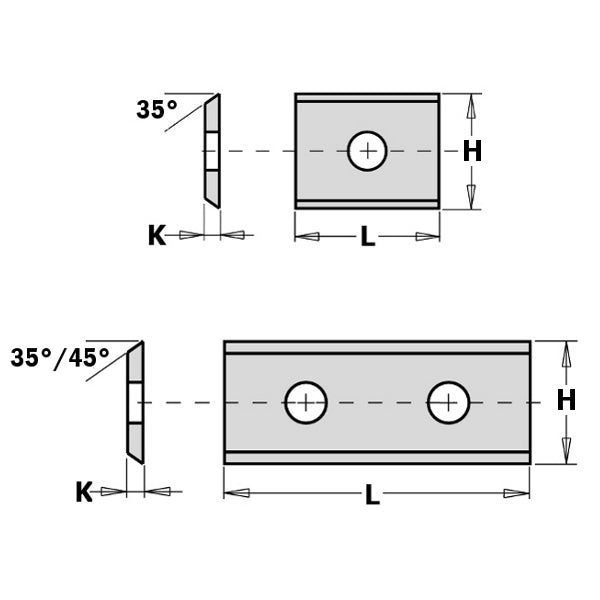 CMT 790.075.00 Solid Carbide Knives (2/35°) 7.5x12x1.5mm 10Pk