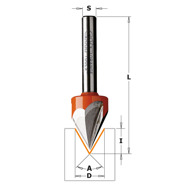CMT 858.001.11 Laser Point Bit 1/2" x 7/16" A=60° T3 S=1/4"