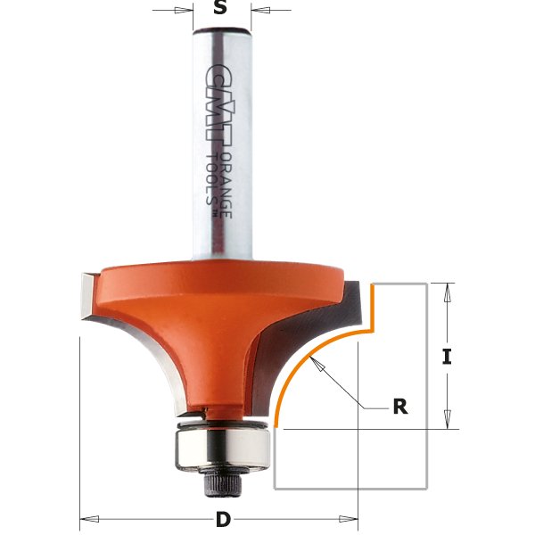 CMT 838.147.11 Solid Surface Rounding Over Bit 37/64" x 3/8" R=3/64" S=1/4"