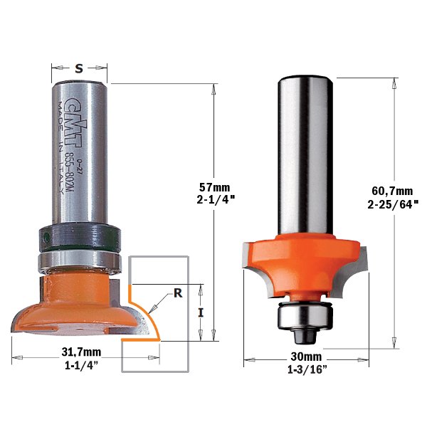 CMT 855.802.11 Ovolo Sash Set 1-1/4" x 15/32" 1-3/16" R=1/4" S=1/2"