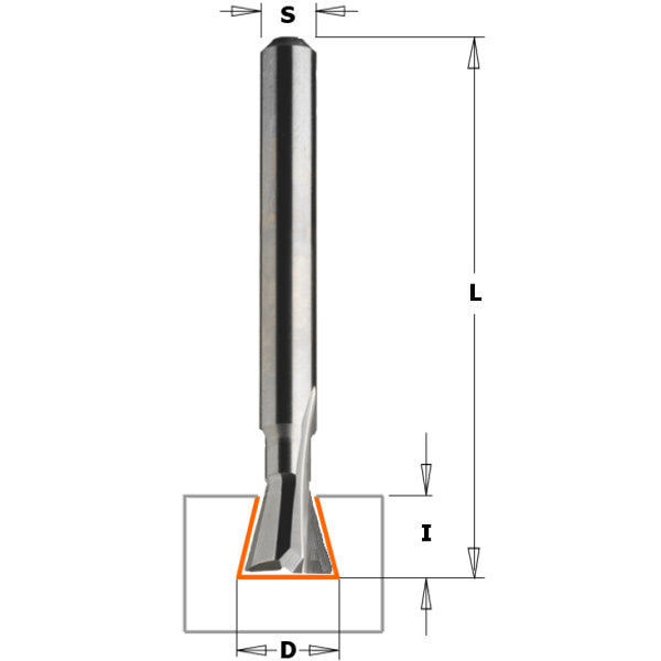 CMT 818.053.11 Solid Carbide Dovetail Bit 7/32" A=17° S=1/4"