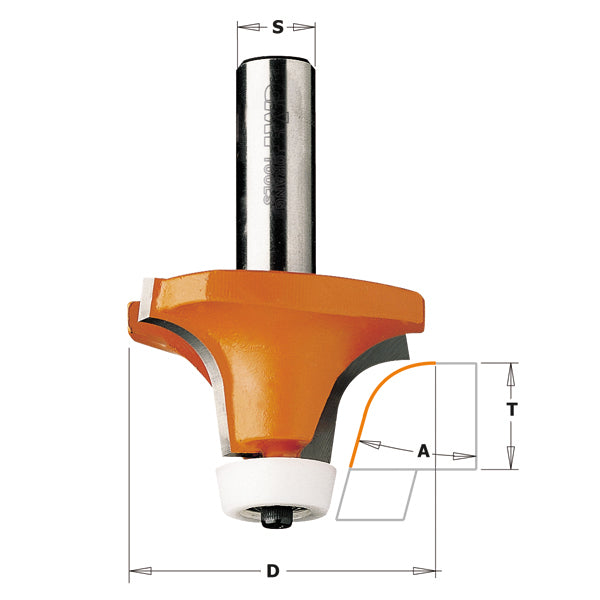 CMT 866.601.11 Solid Surface - Rounding Over Bowl Bit 2" R=1/2" A=15° S=1/2"
