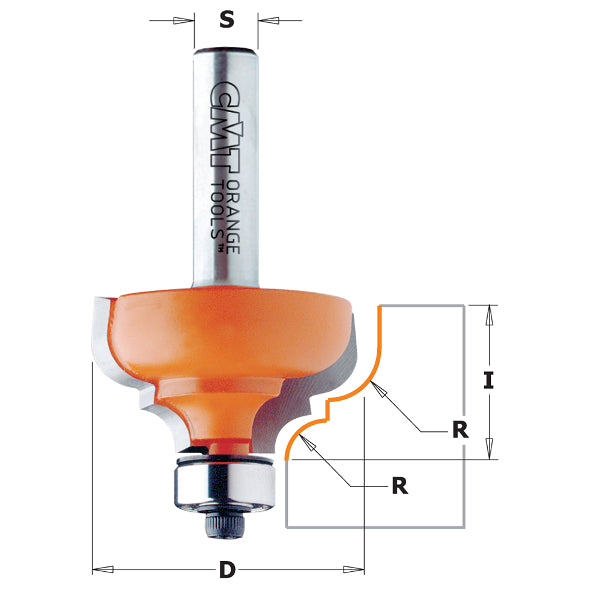 CMT 844.287.11 Classical Ogee Bit w/Bearing 1-1/8" x 1/2" R=5/32" S=1/4"