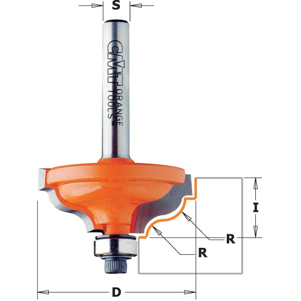 CMT 847.825.11 Ogee with Fillet Bit 1/2-Inch Shank Radius from 9/64 to 3/16-Inch