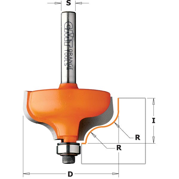 CMT 860.040.11 Ogee Bit 1-1/8" x 1/2" R=5/32" S=1/4"