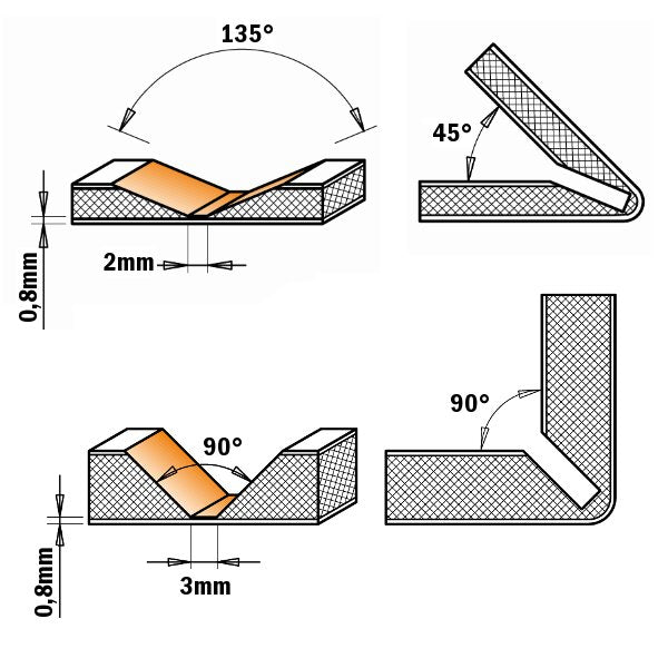 CMT 815.001.11 V-Grooving Bits for composite panels with 45/64" Diameter and 19/64" Cutting Length