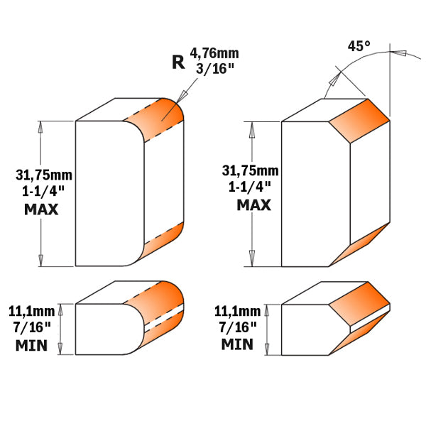 CMT 800.623.11 Adjustable Roundover and Bevel Bit with 1-1/2-Inch Diameter with 1/2-Inch Shank