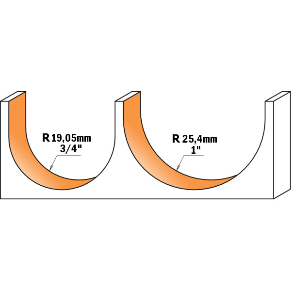 CMT 814.990.11 Round Nose Bit with 1" Radius and 1/2" Shank