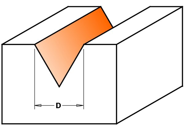 CMT 858.001.11 60-Degree V-Groove Bit, 1/4-Inch Shank, 1/2-Inch Diameter, Carbide-Tipped