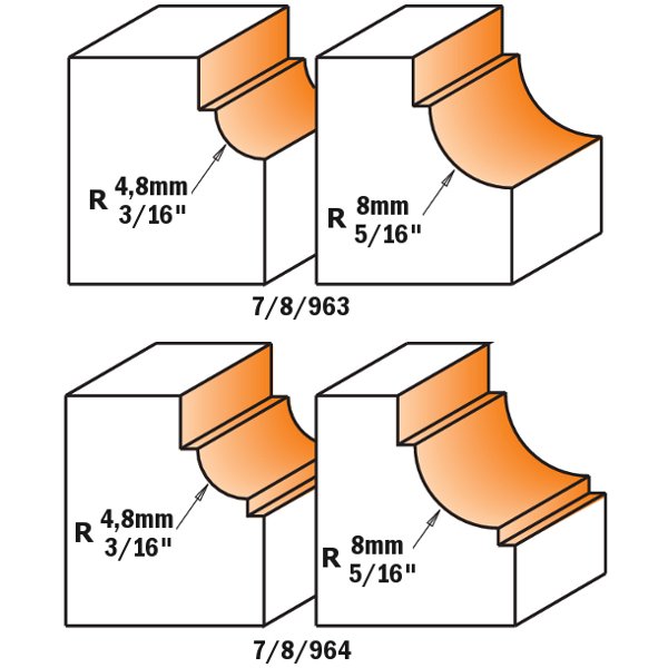 CMT 864.548.11 Cavetto Edge Mold Bit with 3/16-Inch Radius 1/2-Inch Shank